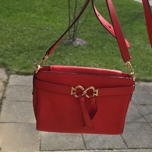 kate spade Red Crossbody Bag with Gold Bow Accent